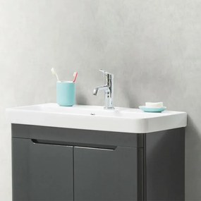 Mobile bagno sospeso 80 cm antracite lucido con specchio 70x90 Stillo