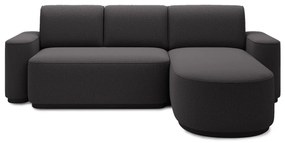 Divano angolare grigio scuro allungabile/con contenitore (con penisola a destra/con chaise lounge) e rivestimento in ciniglia Aurumm – ELTAP