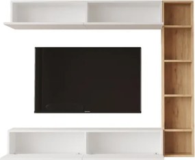 Mobile TV Sospeso Con Ripiani Laterali E Modulo Superiore Zen Rovere E Bianco