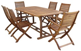 TURRIS - set tavolo in alluminio e teak cm 180/240 x 100 x 74 h con 4 sedie e 2 poltrone Mulier