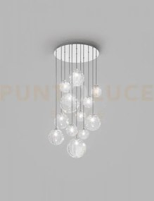 Puppet sospensione r12 cristallo trasparente cromo lucido 12 luci a...