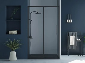 Porta per doccia scorrevole nero opaco stile industriale 140 x 195 cm - TORONI