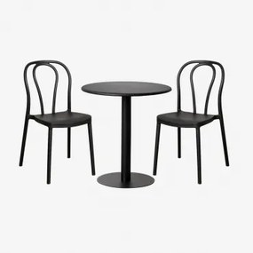Set composto da Tavolo Tondo (Ø70 cm) e 2 Sedie da Giardino - Sklum