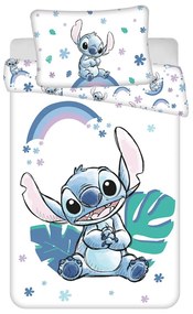 Set copripiumino e federa da bambini bianco/blu in cotone per culla 135x100 cm Lilo and Stitch "Rainbow" – Jerry Fabrics