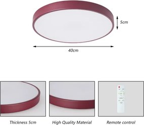 Brilagi-LED dimmerabile plafoniera POOL LED/48W/230V 3000-6000K 40 cm bordeaux+telecomando