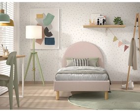 Letto singolo imbottito rosa con griglia 90x200 cm MOON - Vipack