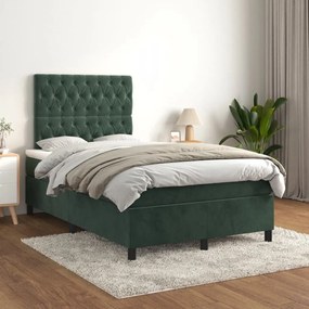 Giroletto A Molle Con Materasso Verde Scuro 120x200 Cm Velluto /