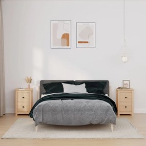 Comodini 2 Pz 40x35x61,5 Cm İn Legno Massello Di Pino /