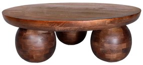 Tavolino da salotto rotondo marrone in mango massiccio ø 100 cm Ailen – MOME