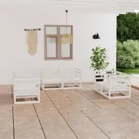 Set Divani da Giardino 6 pz Bianco in Legno Massello di Pino cod mxl 35769