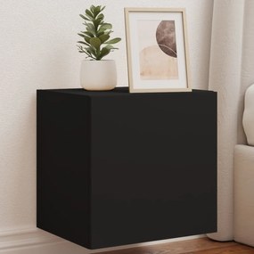 Mobili Tv A Parete Con Luci Led 2pz Neri 40,5x35x40 Cm /