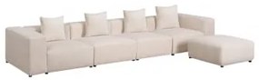 Divano Componibile 4 Pezzi Con Puff (↔︎400 Cm) Bruna Velluto A Coste Beige Lin - Sklum