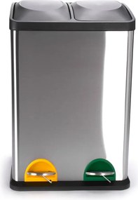 Cestino per la spazzatura color argento opaco in acciaio per raccolta differenziata/con pedale 2x20 l Tri Selectif – MSV