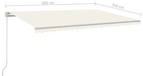 Tenda da Sole Retrattile Automatica con Pali 5x3,5 m Crema