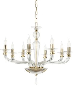 Lampadario a sospensione D82 cm VILLA a 8 luci in vetro lavorato a mano ORO