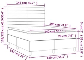 Letto a Molle con Materasso e LED Blu 140x190 cm in Tessuto