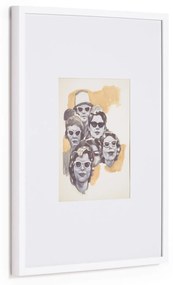 Kave Home - Quadro Fedra con volti di persona con occhiali bianco e beige 50 x 70 cm