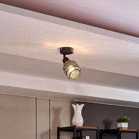 Lindby Eudoria spot da soffitto 1 luce nero/oro