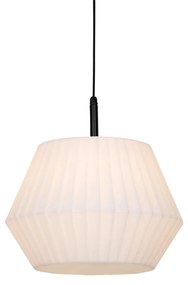 Lampada a sospensione da esterno moderna nera con paralume bianco 45,6 cm IP44 - Robbert