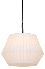 Lampada a sospensione moderna da esterno nera con paralume bianco 45,6 cm IP44 - Robbert