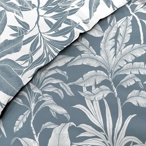 Set copripiumino e federa bianco/blu in cotone per letto matrimoniale ed esteso 240x220 cm Hera – douceur d'intérieur