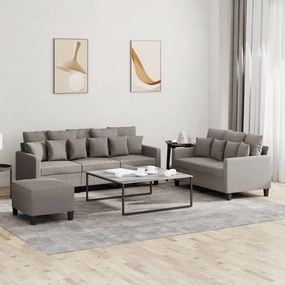 Set Di Divani 3 Pz Con Cuscini Tortora İn Tessuto /