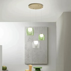 Lampada a sospensione 35 cm in metallo Oro e vetri Colorati SANTOS 3 Luci Led