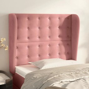 Testiera Ad Orecchio Rosa 93x23x118/128 Cm İn Velluto /