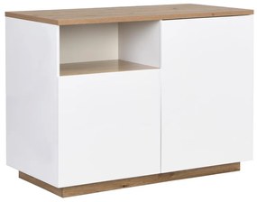 Isola centrale da cucina con 2 ante e 1 nicchia in MDF Naturale e Bianco - CORELINA