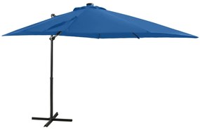 Ombrellone A Sbalzo Con Palo E Luci A Led Azzurro 250 Cm /