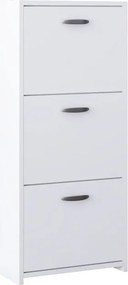Scarpiera 3 ante apertura a ribalta, doppia profondità L 50 x H 113 x P 25 cm 12 paia, bianco