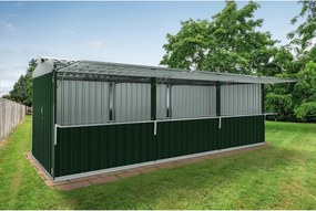 Chiosco in acciaio verde 2.7 x 7.7 m, superficie esterna 21.39 m² e spessore parete 60 mm, senza pavimento porta a due ante, SAPIL Cuba+