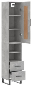 Credenza grigio cemento 34,5x34x180 cm in legno multistrato