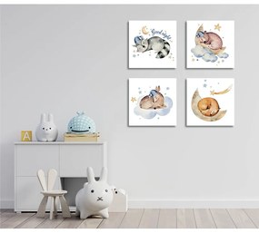 Quadri in set di 4 pezzi 30x30 cm Good Night - Wallity