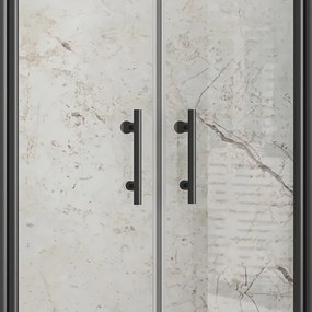 Porta doccia 145 cm telaio nero doppio battente e ante fisse | KPX7000N - KAMALU
