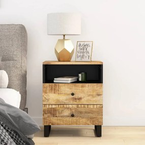 Comodino 50x33x62cm Legno Massello Di Mango E Legno Multistrato /