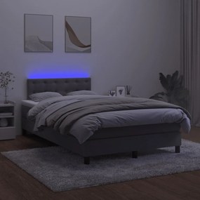 Letto a molle con materasso e led grigio scuro 120x200 cm