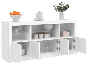 Credenza con luci led bianca 142,5x37x67 cm