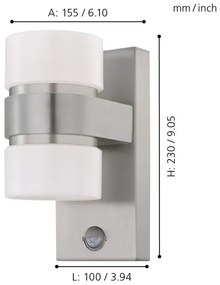 Eglo 96277 - Applique da esterno con sensore ATOLLARI 2xLED/6W