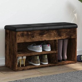 Panca Porta Scarpe Rovere Fumo 82x32x45,5 Cm Legno Multistrato /