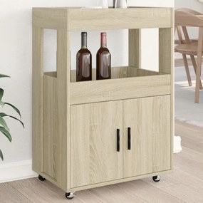 Carrello Bar Rovere Sonoma 60x39,5x89 Cm İn Legno Multistrato /
