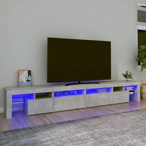 Mobile porta tv con luci led grigio cemento 260x36,5x40 cm