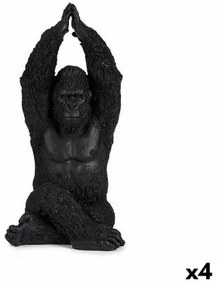 Statua Decorativa Gorilla Yoga Nero 18 x 36,5 x 19,5 cm (4 Unità)