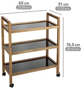 Scaffale per il bagno nero/di colore naturale in acacia massiccia 65x76,5 cm Fondi – Wenko