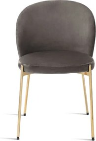 Sedia in velluto Grigio con struttura in metallo Oro MEGAN 2 sedie