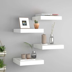 Scaffali A Parete 4 Pz Bianchi 23x23,5x3,8 Cm İn Mdf /