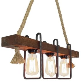 Lampadario a sospensione con cavo KUTUK 3xE27/40W/230V in pino