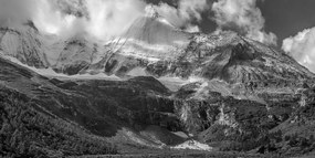 Quadro su tela – Paesaggio montano maestoso in bianco e nero