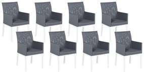 Set di 8 sedie tessuto grigio scuro e bianco BACOLI Beliani