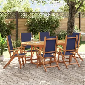 Set Pranzo Da Giardino 7pz Legno Massello Di Acacia E Textilene /